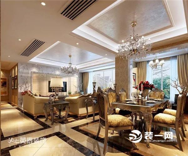 设计单位:英泰装饰 设计师 :江萍 项目地址:万科金域蓝湾 项目风格:欧式风格 项目面积:145平方米 主要材料:抛釉砖,艺术镜面,爵士白大理石,木作造型等。 优秀的室内设计是对盲目跟风的反叛,在流行风格中找回自我,在环境和空间中找到灵感。 本案在整体规划中,把公共空间完全敞开,形成大空间格局。